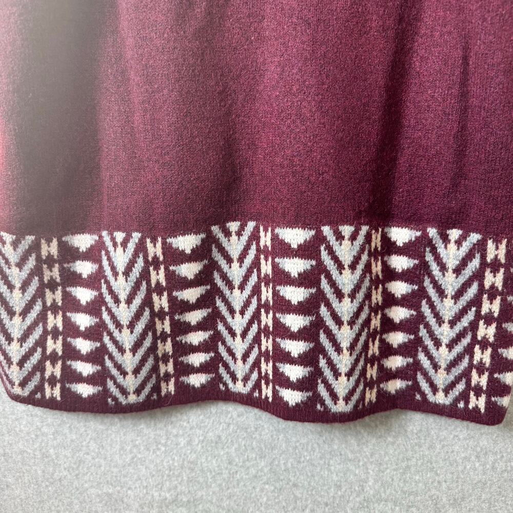 NWT Frye Cardigan Sweater Women's Large Burgundy Boho Southwest Cozy Tribal Open - Picture 10 of 11